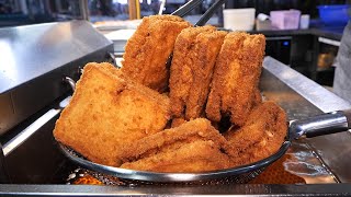 Fried Toast Sandwich In Traditional Market 식빵 고로케 Korean Street Food