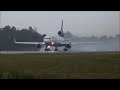 Take-off Lufthansa Cargo MD11F D-ALCP during heavy rain at MAO heading to UIO 020713