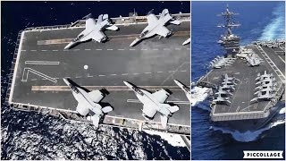 Porte-Avions US : en pleine mer, à pleine vitesse (visuellement impressionnant) . HD1080p