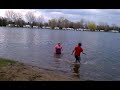 Tori & charly swimming in the cold ass water