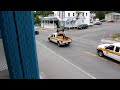 Oversize load truck - Road train in small town Canada - Alstom Transformer