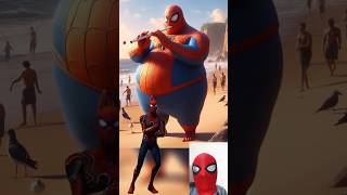 Marvel And Dc Heroes Are In Shape Of Fatty Playing Flute In Beach