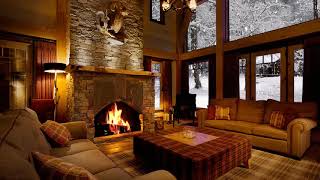Fireplace in a winter house-Камин в зимнем доме