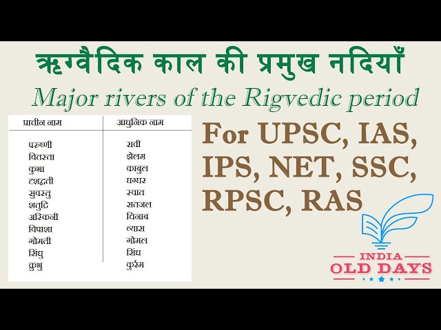 #6. ऋग्वैदिक काल की प्रमुख नदियाँ Major rivers of the Rigvedic period, For UPSC, IAS, IPS, NET, RAS