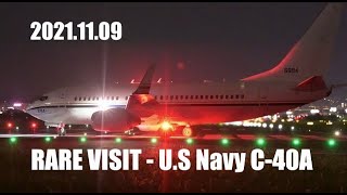 Rare Visitor U.s Navy C-40A Clipper Pays A Short And Low-Key Visit To Taipei City Departing Scene