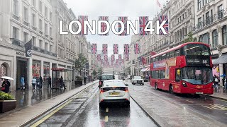 London 4K - Driving Downtown - Summer Rainstorm