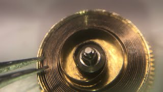 Reshaping Mainspring Elgin Pocket Watch Connecting Arbor In The Barrel