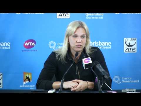  Kanepi speaks to the media following her 62 61 victory over Daniela 