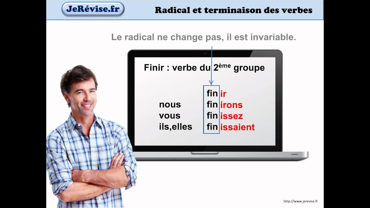 Le radical et la terminaison d'un verbe : français - Je ...