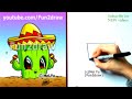 Mexican - Cactus with Sombrero Drawing - dibujos animados dibujo tutorial