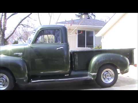 This is a 1949 Chevrolet pickup truck with the orig inline 6 motor