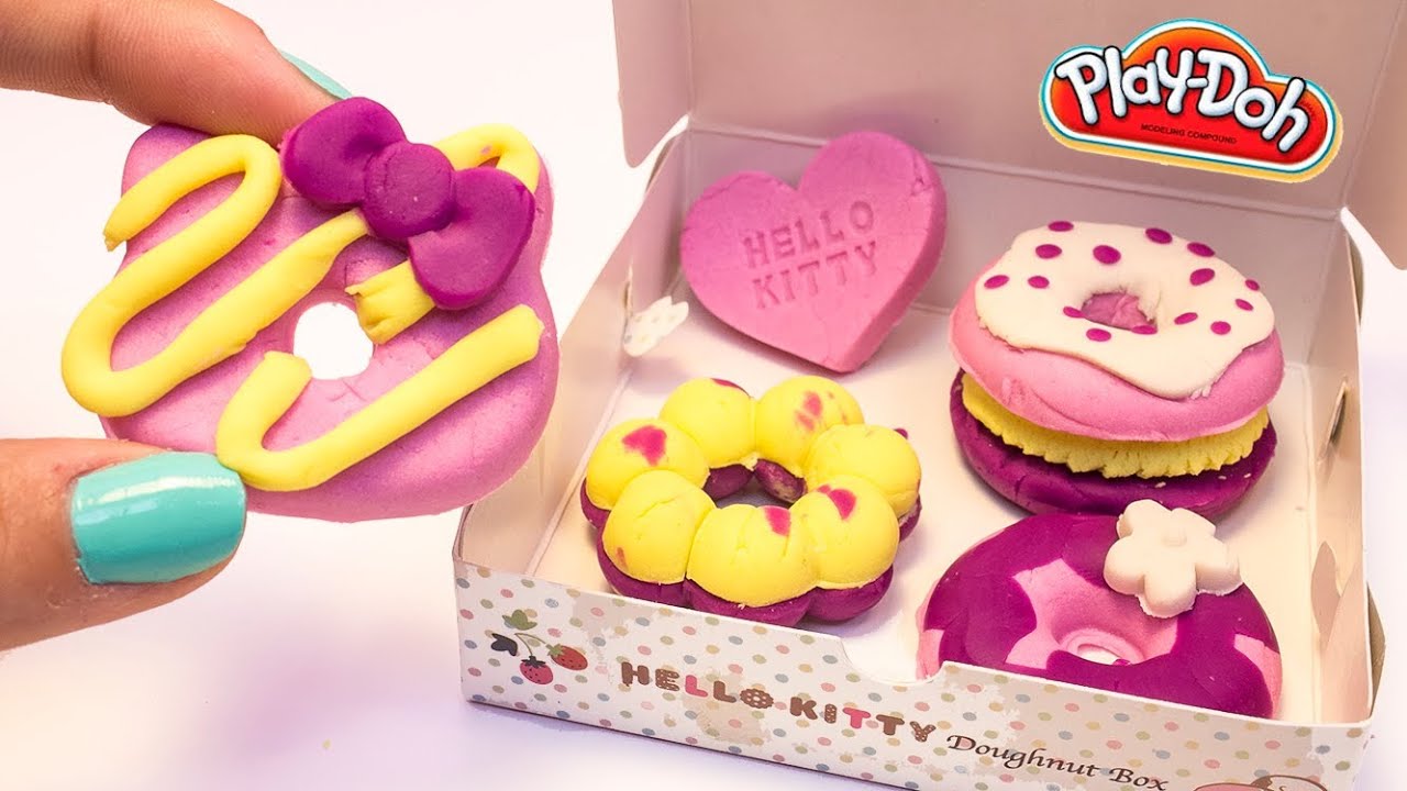 Hello Kitty Play Doh Donuts How to make Playdough Doughnuts DIY ハローキティ