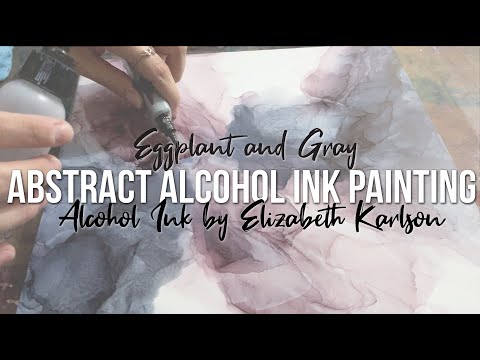 Alcohol Ink Abstract Painting | Eggplant, Gray and Gold | Painting 2 | Elizabeth Karlson