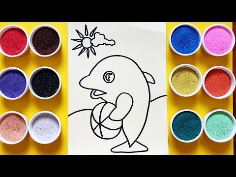 Chị Chim Xinh TÔ MÀU TRANH CÁT CÁ HEO DOLPHIN - Đồ chơi trẻ em - Colored sand painting toys