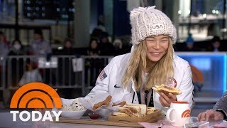 Chloe Kim Eats Churros Made Especially For Her After Winning Gold At The Winter Olympics | TODAY Chloe Kim Eats Churros Made Especially For Her After Winning Gold At The Winter Olympics | TODAY
