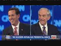 Ron Paul embarrasses Rick Santorum CNN SC Republican Debate 1/19/12