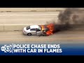 Police chase ends with surrender before car goes in flames