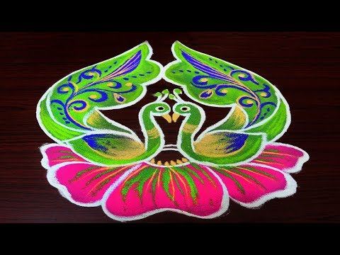 Beautiful peacock rangoli designs || simple kolam designs with 6 dots || creative muggulu Beautiful peacock rangoli designs || simple kolam designs with 6 dots || creative muggulu #1