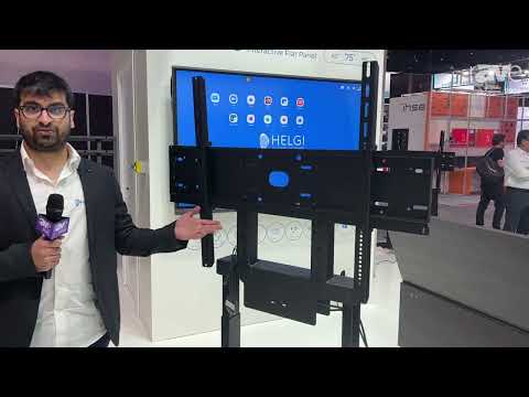 ISE 2022: Helgi Offers Motorized Carts for LFDs, Tilting Display Table Solutions, Projector Mounts