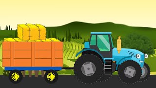 Синий Трактор Работает В Поле И Садит Пшеницу. Развивающий Мультик Для Детей