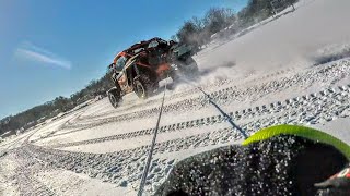 Winter RIP! Tubing on a frozen lake by a Maverick X3 SXS