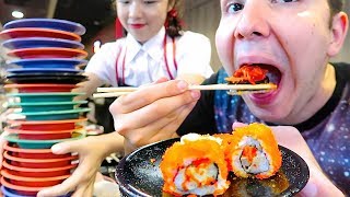 100 Sushi Challenge ? Sushi Bar Conveyor Belt Buffet ? MUKBANG