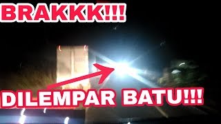 BRAKKK !!! DiLempar Batu ! Bus EKA CEPAT DiLempar Batu pemotor....