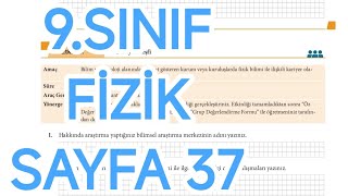 9.Sinif Fi̇zi̇k Ders Ki̇tabi Sayfa 37 Cevaplari