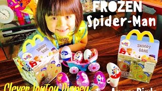 2016 Peanuts Movie Snoopy and the Gang Happy meal Spiderman, Frozen Disney Kinder Surprise Eggs
