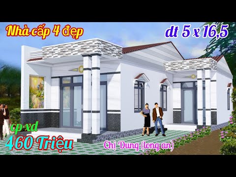 Nhà cấp 4 nông thôn đẹp - mái tiền chế với dt 5 x16,5m có cpxd hoàn thành 360tr | nhà cấp 4 giá rẻ