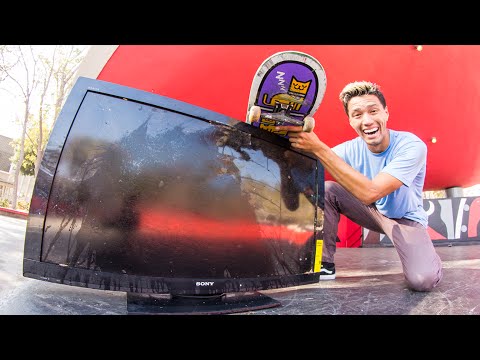 SELLOUT SKATER DESTROYS FLAT SCREEN TV!?
