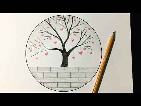 Bút Chì Vẽ Phong Cảnh Cây Trái Tim | Cách vẽ phong cảnh đơn giản bằng bút chì
