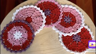Crochet Hearts Coasters Tutorial by Jonah's Hands