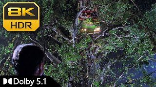 8K Hdr | Car Stuck In Tree - Jurassic Park | Dolby 5.1