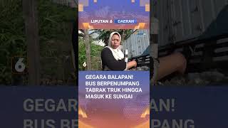 Gegara Balapan, Bus Mira Tabrak Truk Hingga Masuk Sungai Liputan 6 Surabaya