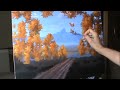 image Mengecat Kelas Pokok Aspen Pada Musim Luruh Menggunakan Akrilik Atas Kanvas