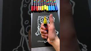 Drawing SpongeBob with Posca Markers! Glow Effect! Shorts
