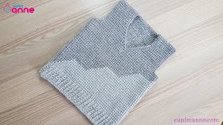 Tunus işi süveter modeli yapımı 2 / Tunisian knit sweater pattern free 2