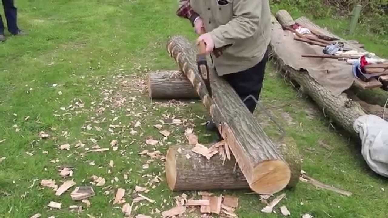 Traditional Hewing - Log to Beam - YouTube