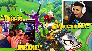 Ninja LOSES HIS MIND after Myth Teaches "Spaceship" Trick! (How To Fly in Fortnite)