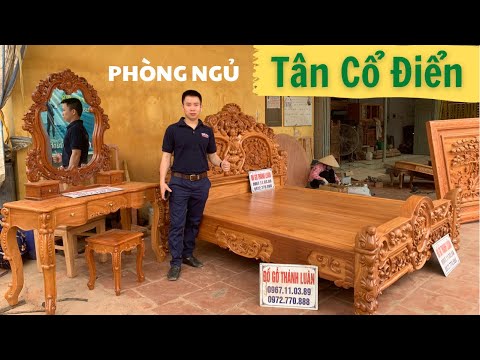 Giường Hồng Lu-i, Bàn Phấn Gỗ Gõ Khủng, Tranh Đồng Quê Gỗ Hương. A Huy Bình Dương