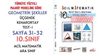 10.Sınıf Soru Bankası Üçgende Kenarortay Test-1 Sayfa 31-32