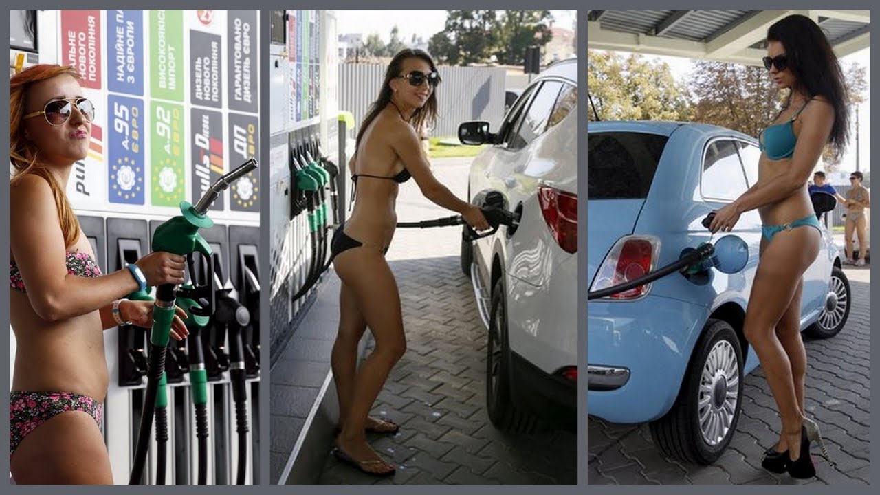 Pumping gas naked public pic