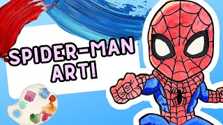 Sped-Up Drawing Spider-Man Sharpie Watercolour Fan Art
