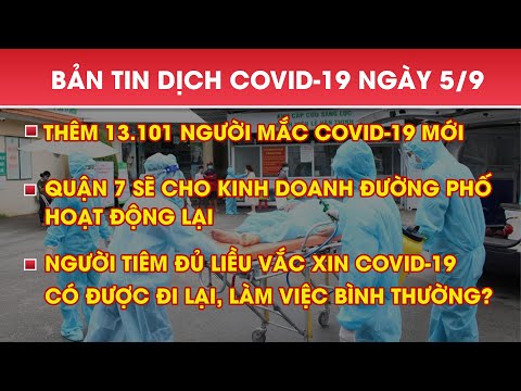 Bản tin COVID-19 tối 5/9: Thêm 13.101 ca mới; Quận 7 sẽ cho kinh doanh đường phố hoạt động lại
