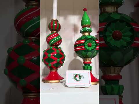 Raz 15" or 14.5" Red and Green Finial Candle Holder Christmas Decoration Raz 15" or 14.5" Red and Green Finial Candle Holder Christmas Decoration