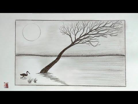 Vẽ tranh phong cảnh bình yên bằng bút chì - Painting peaceful landscapes with a pencil.