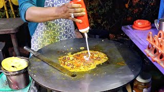 Delicious Omelette Alfiya With Desi Angara And 3 Gravy | Egg Street Food | Indian Street Food