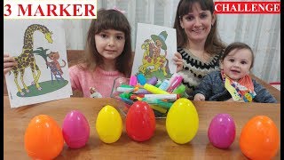 3 Marker Challengei̇ 4 Marker Yaptik Çok Eğlendi̇k. Berkay Bebek Rahat Durmadi Boyama