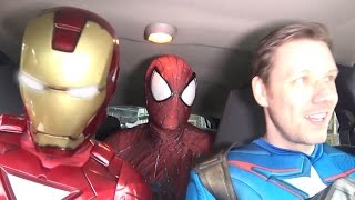 Superheroes Dancing in a Car - SPIDER-MAN & IRON MAN & CAPTAIN AMERICA - TheSean